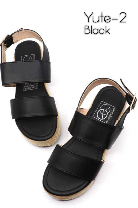 Yute Black Wedge Sandal