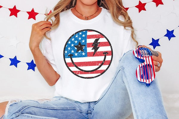 American Flag Smiley Graphic Tee