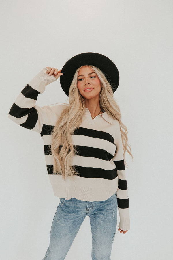 Find Your Way Stripe Collared Sweater