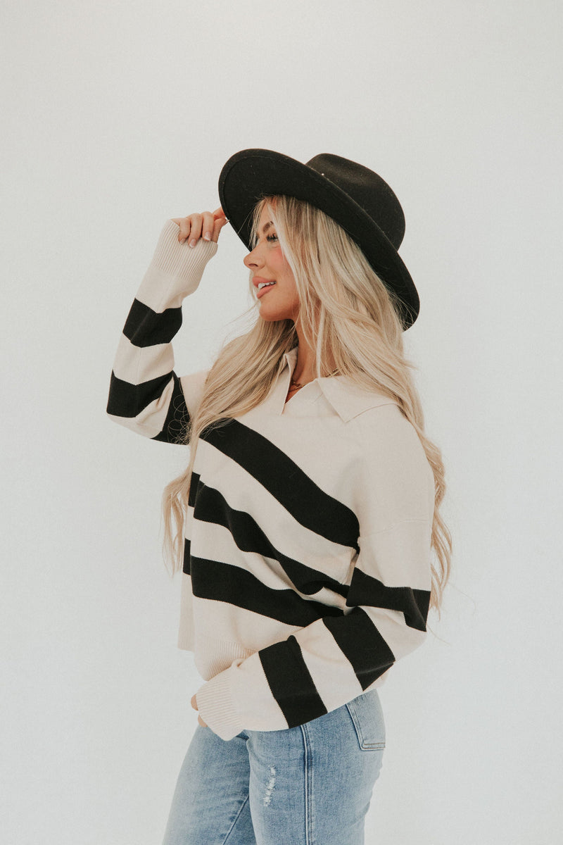 Find Your Way Stripe Collared Sweater