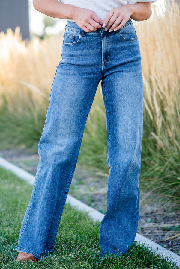 Boldy You Wide Leg Jeans - Vintage Wash