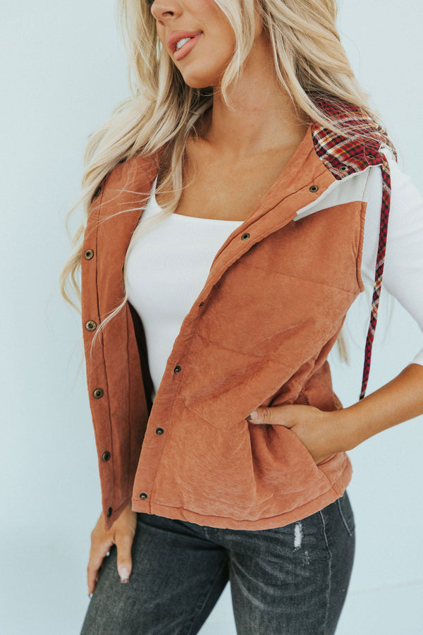 Under The Radar Plaid Hoodie Vest