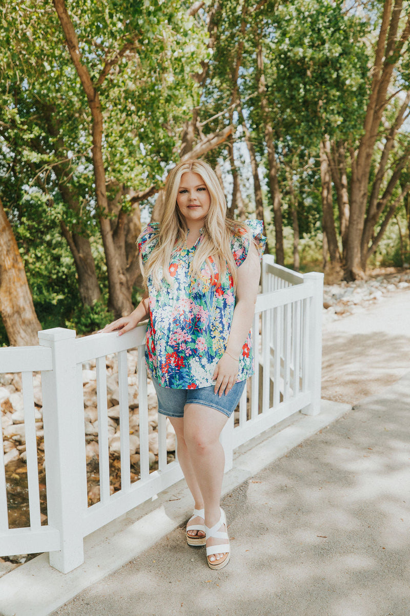 All For You Floral Ruffle Sleeve Top