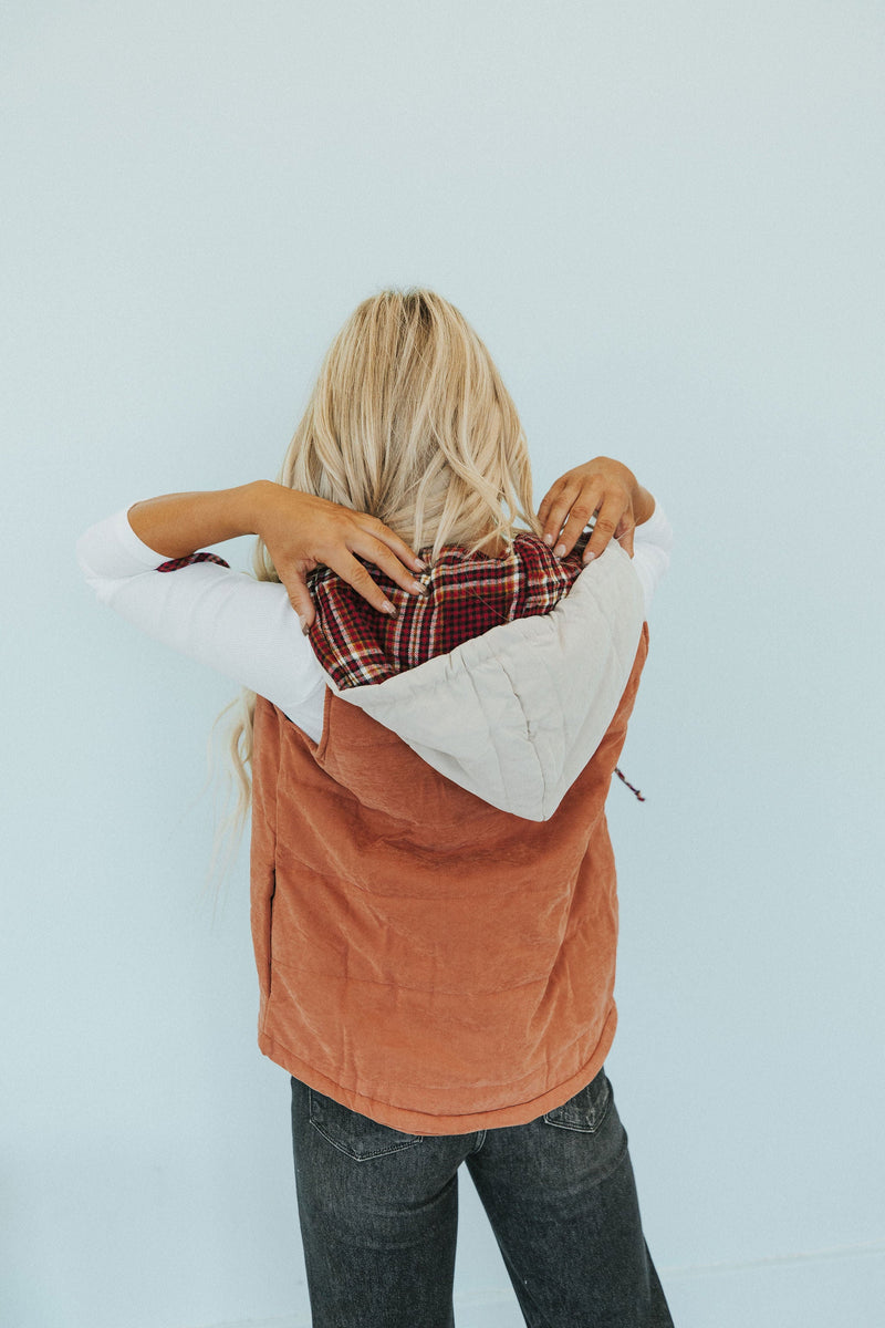 Under The Radar Plaid Hoodie Vest