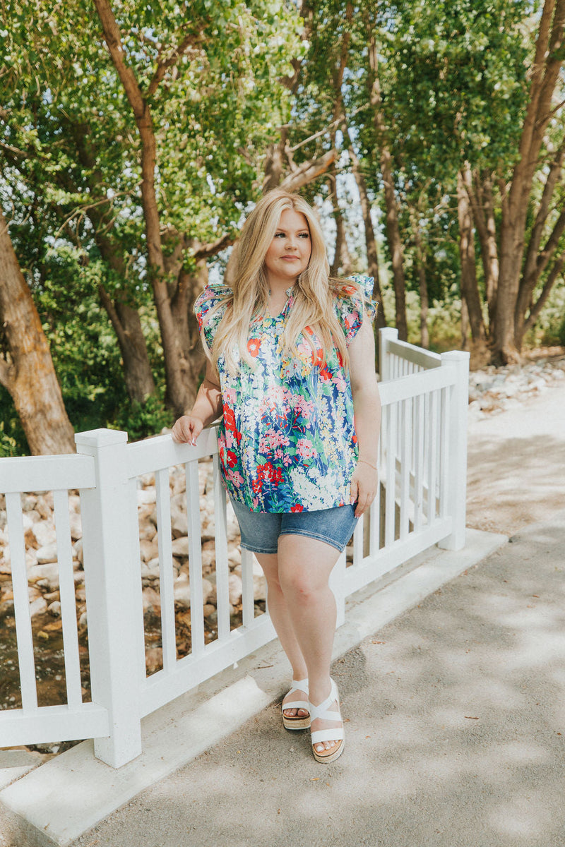 All For You Floral Ruffle Sleeve Top