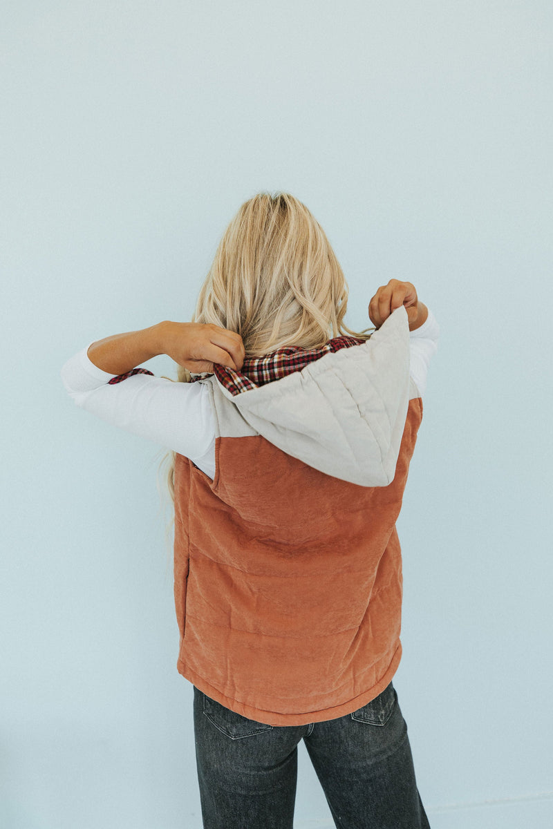 Under The Radar Plaid Hoodie Vest