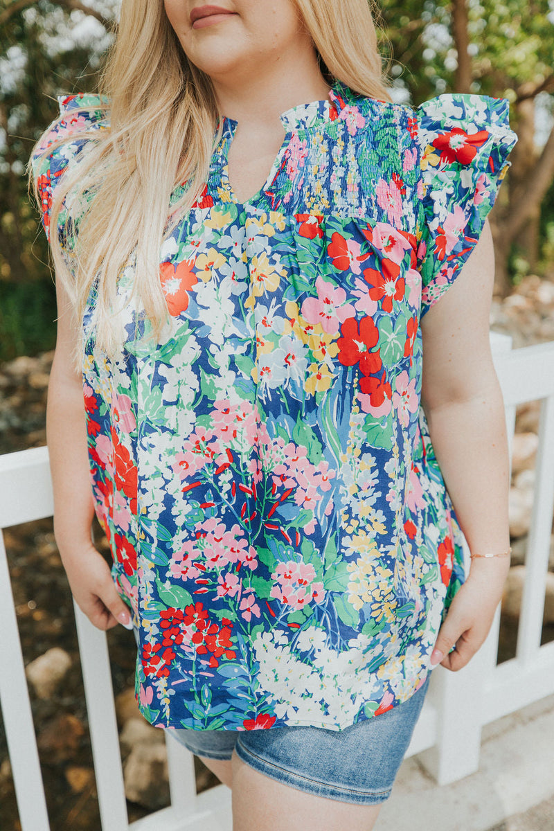 All For You Floral Ruffle Sleeve Top