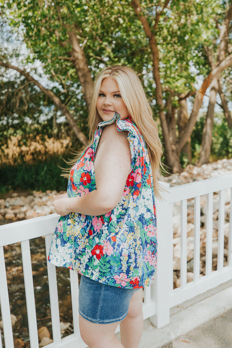 All For You Floral Ruffle Sleeve Top