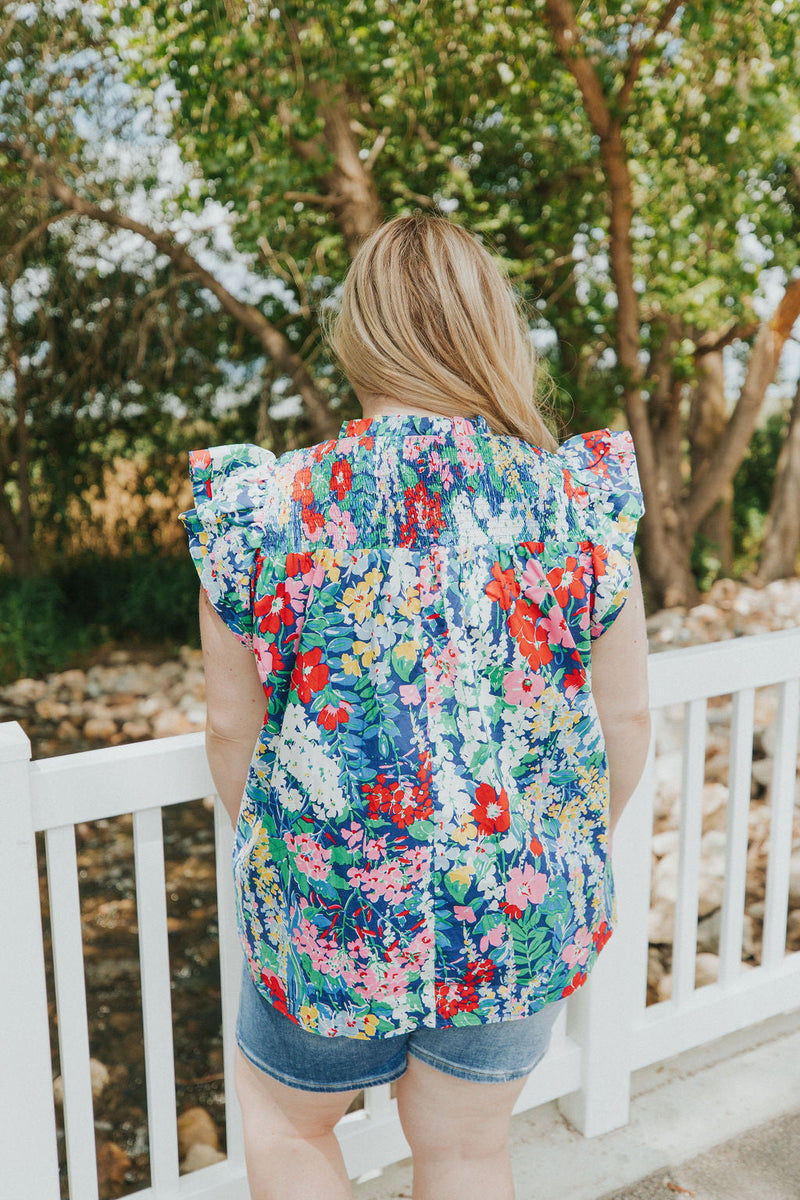 All For You Floral Ruffle Sleeve Top