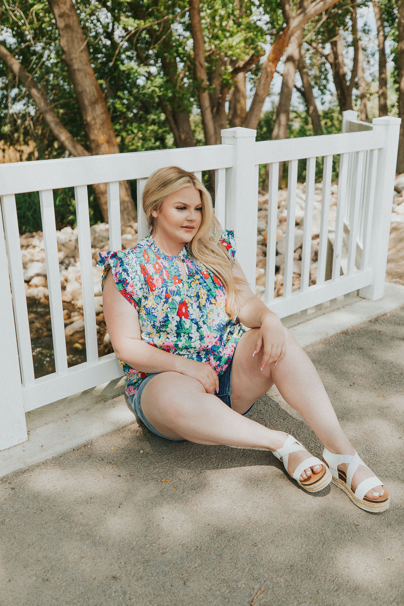 All For You Floral Ruffle Sleeve Top