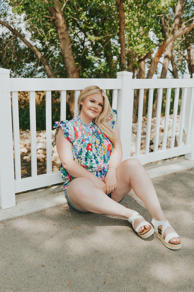 All For You Floral Ruffle Sleeve Top