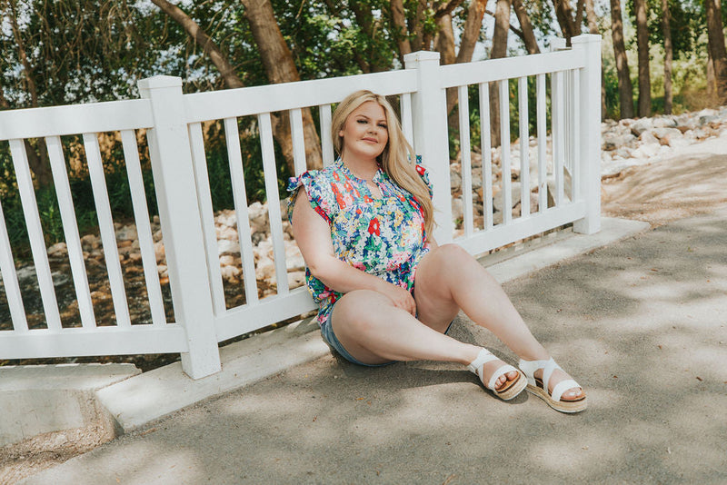 All For You Floral Ruffle Sleeve Top