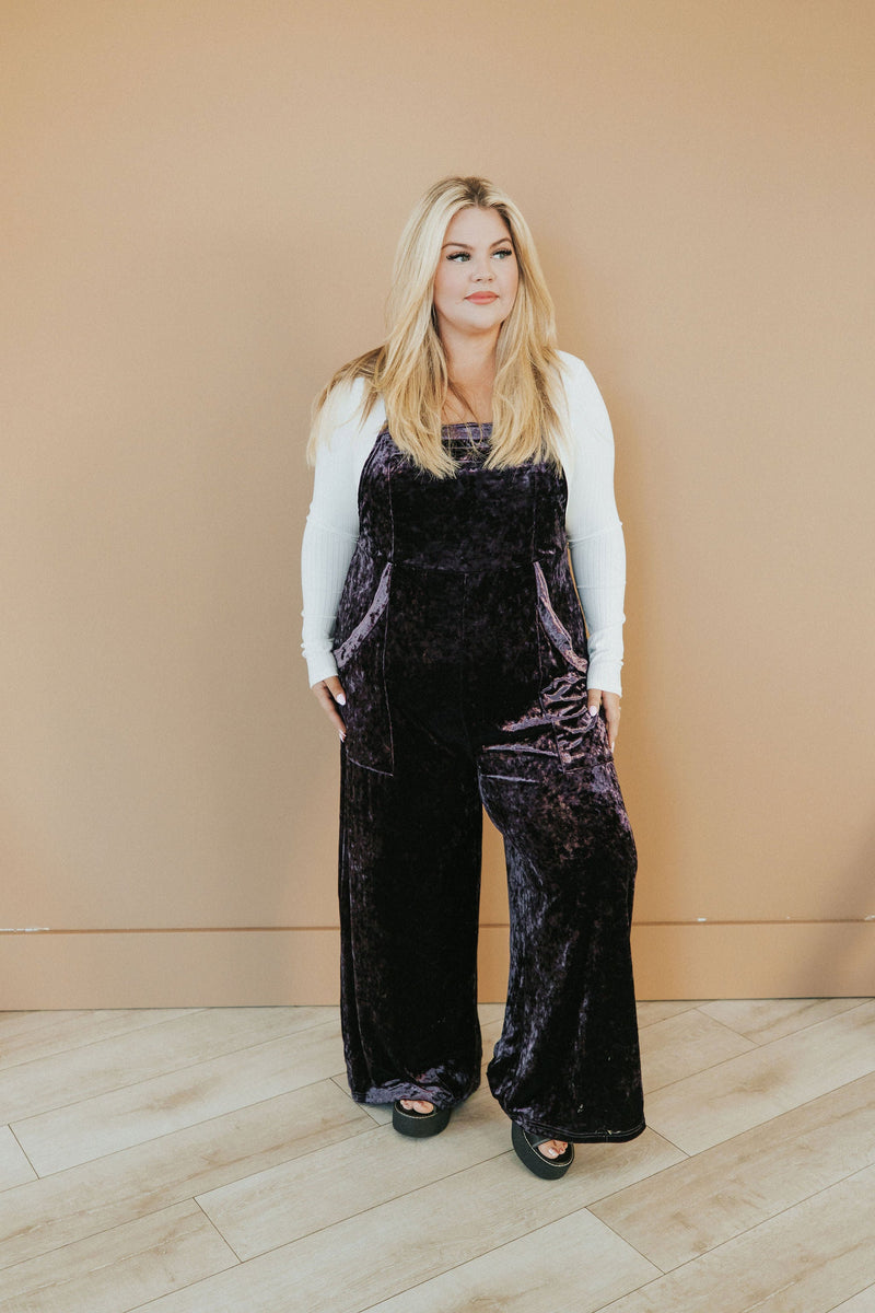 All Figured Out Velvet Jumpsuit