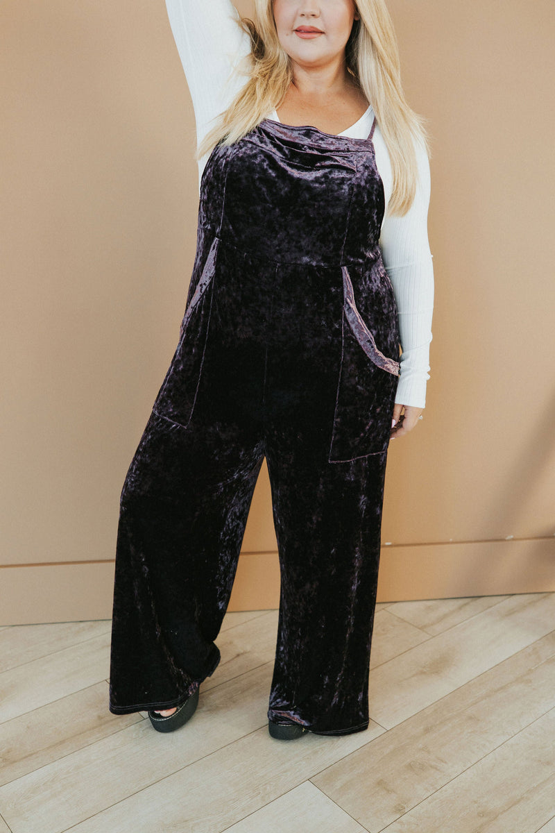 All Figured Out Velvet Jumpsuit