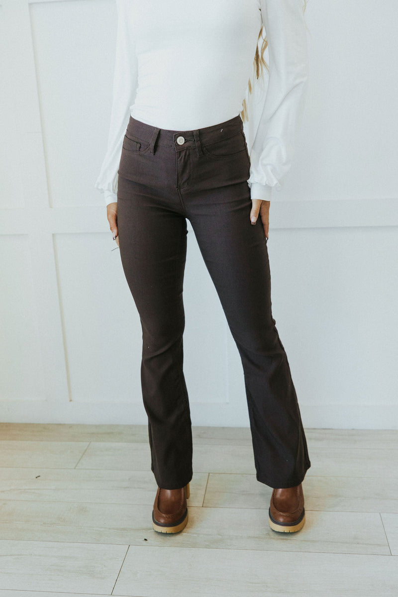 Magic In Your Step Flare Leg Jeans - Brown