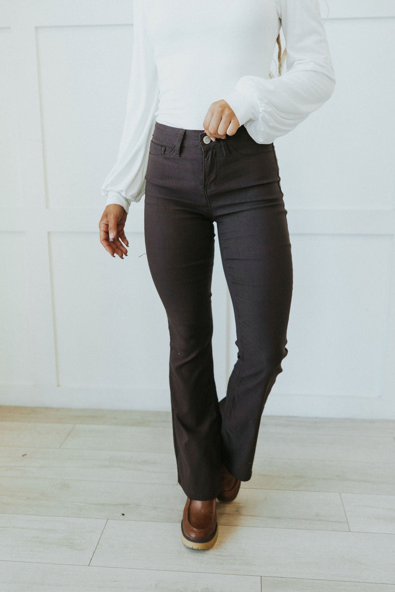 Magic In Your Step Flare Leg Jeans - Brown