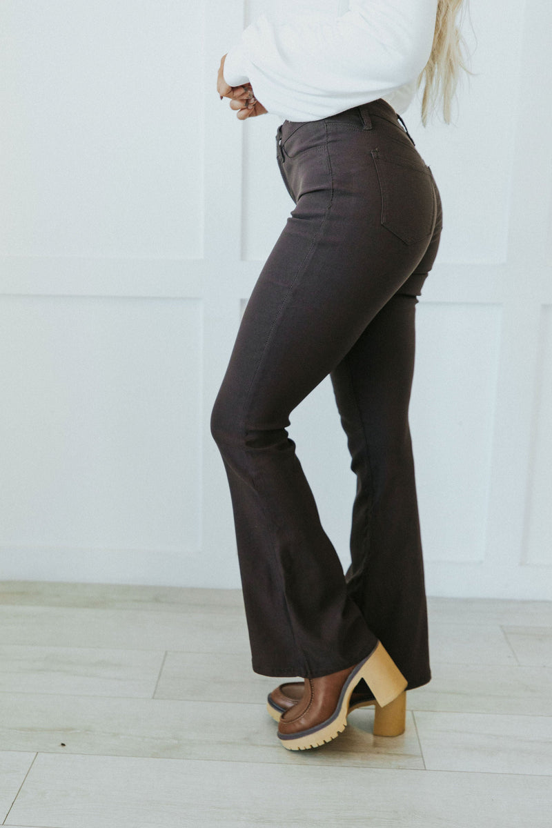 Magic In Your Step Flare Leg Jeans - Brown