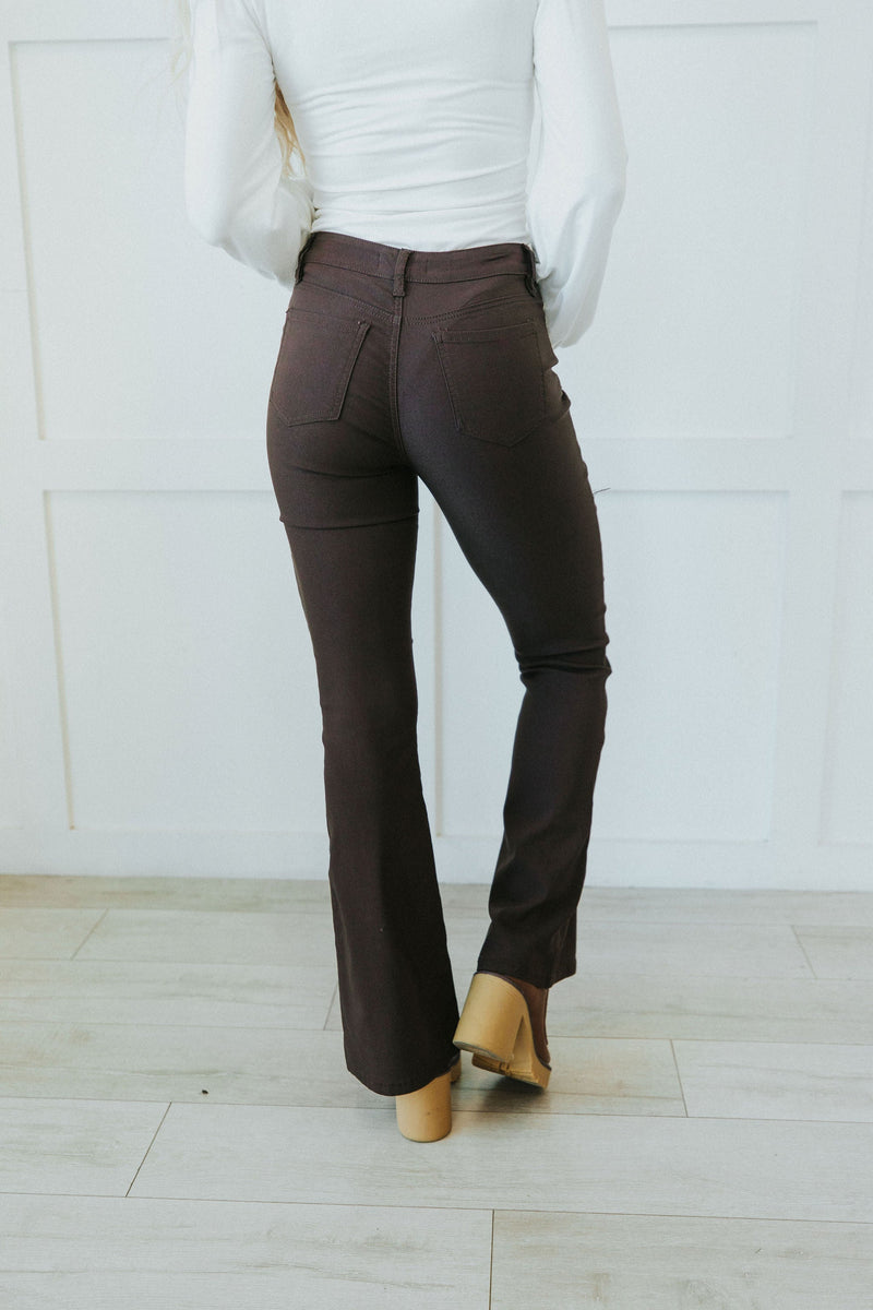 Magic In Your Step Flare Leg Jeans - Brown