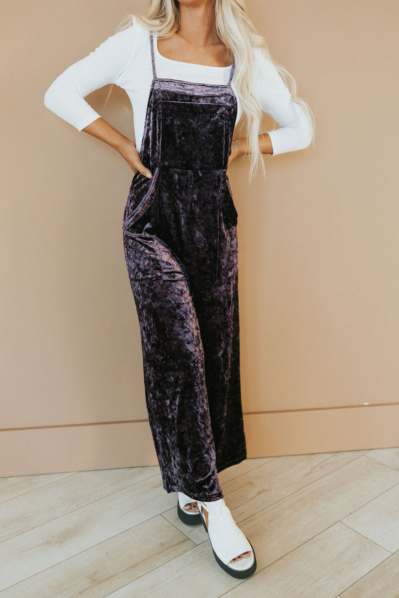 All Figured Out Velvet Jumpsuit