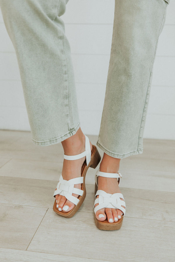 Sky Is The Limit Wood Heeled Sandals