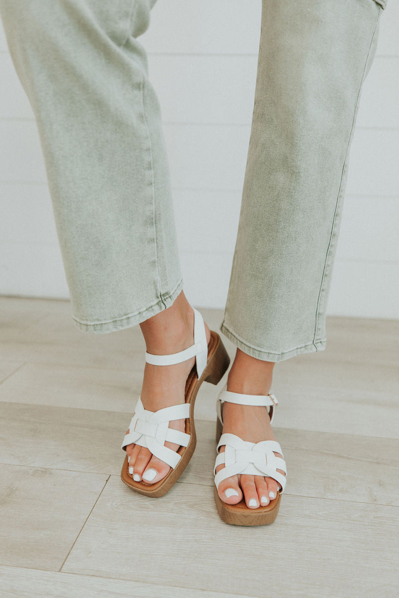 Sky's The Limit Wood Heeled Sandals