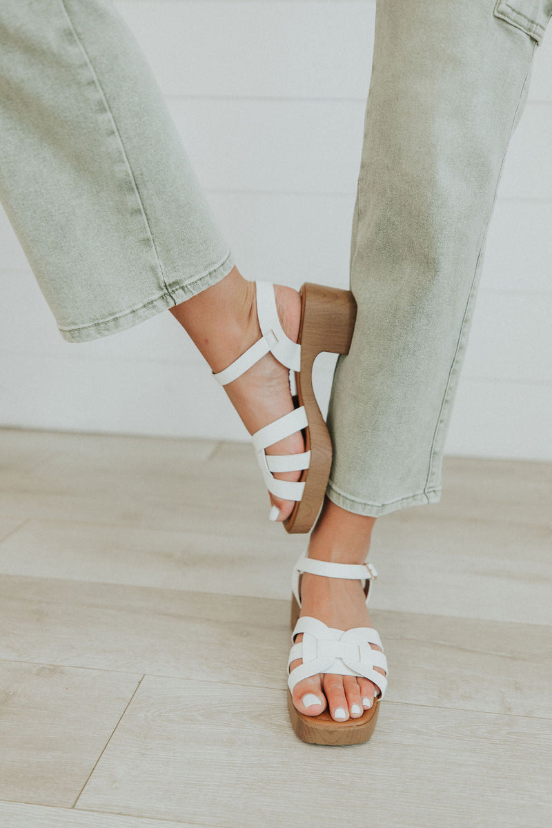Sky's The Limit Wood Heeled Sandals