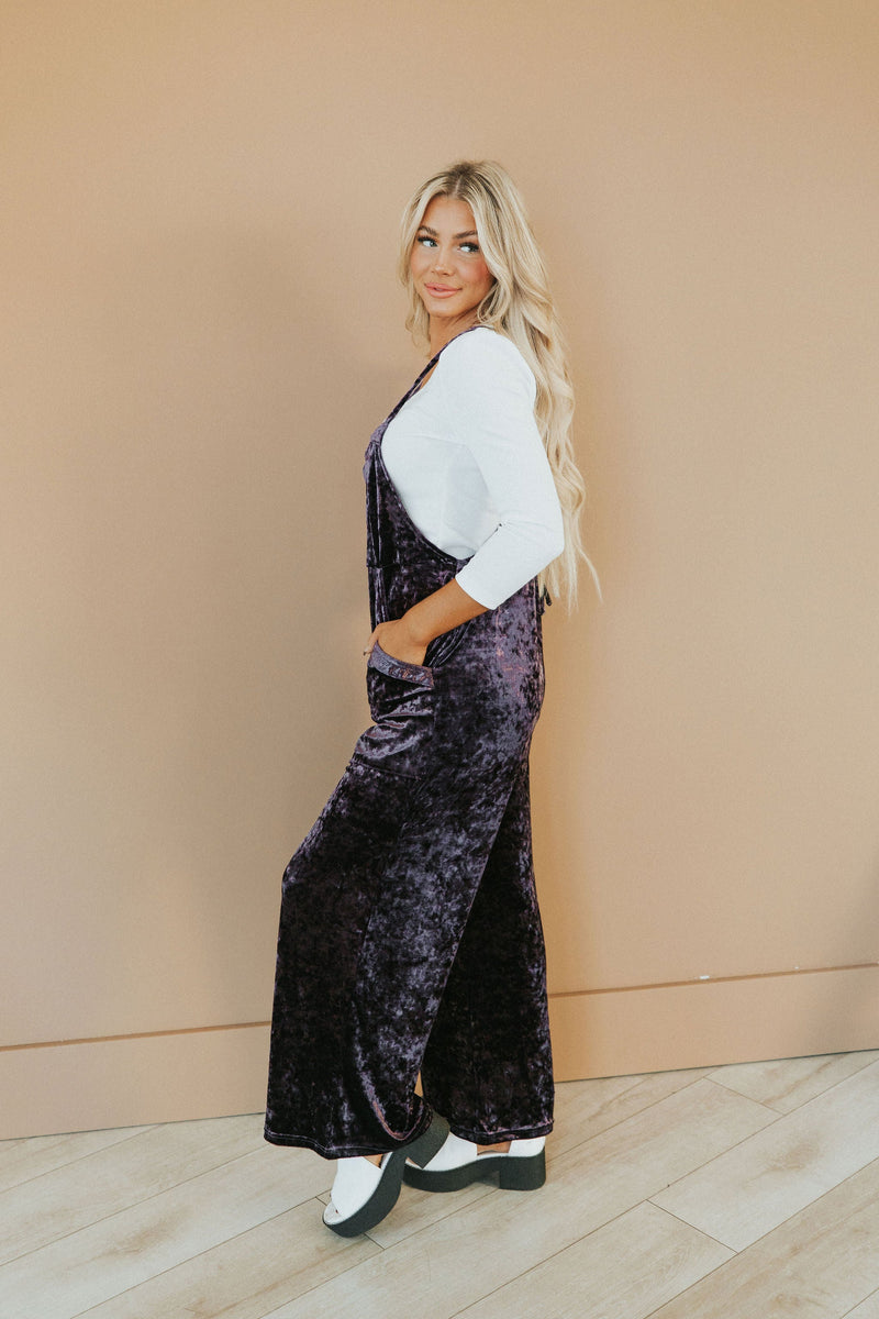 All Figured Out Velvet Jumpsuit