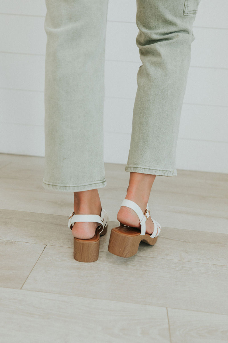 Sky's The Limit Wood Heeled Sandals
