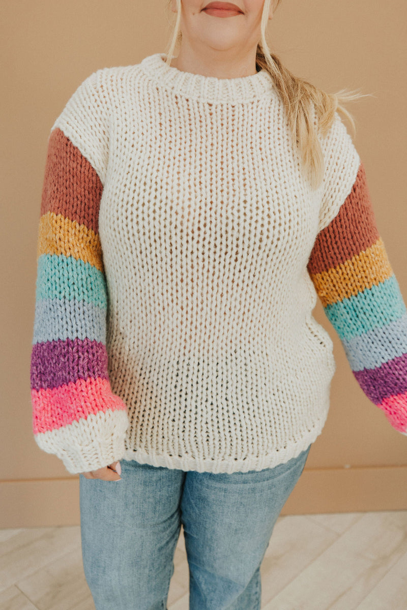 Best Day Ever Striped Sleeve Sweater