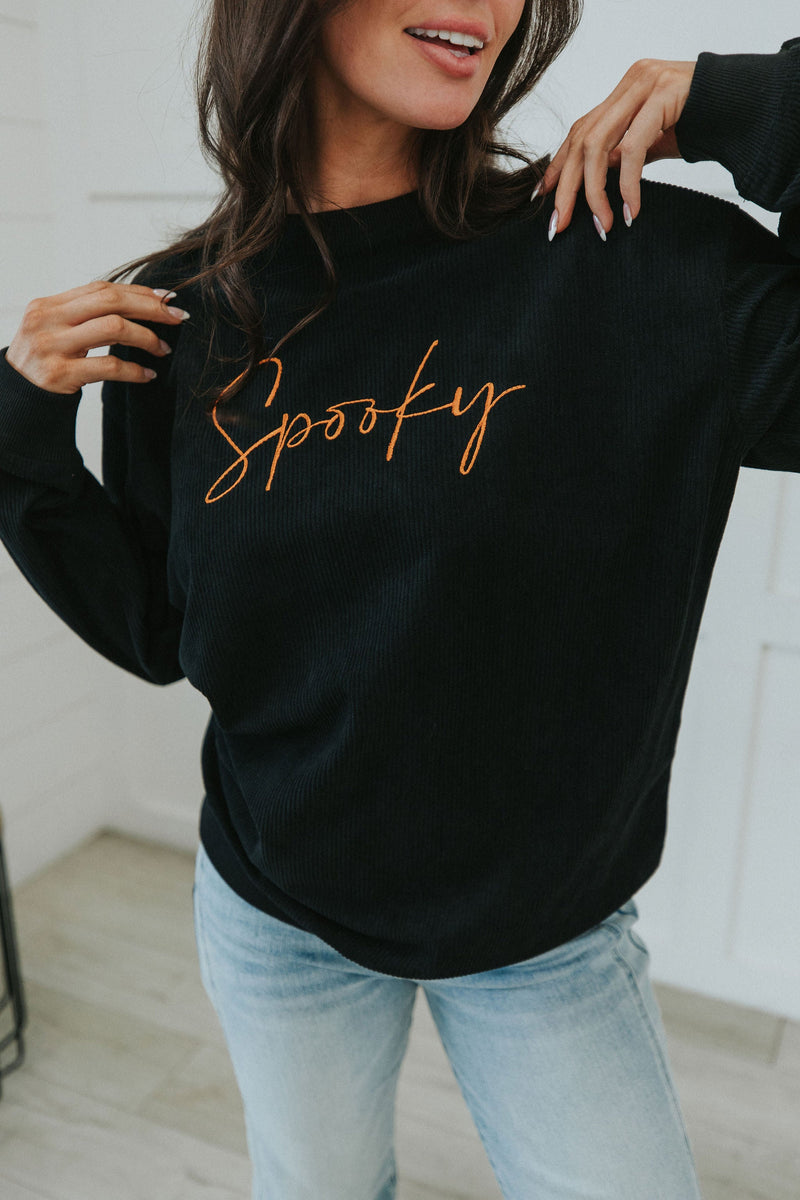 "Spooky" Halloween Corduroy Pullover