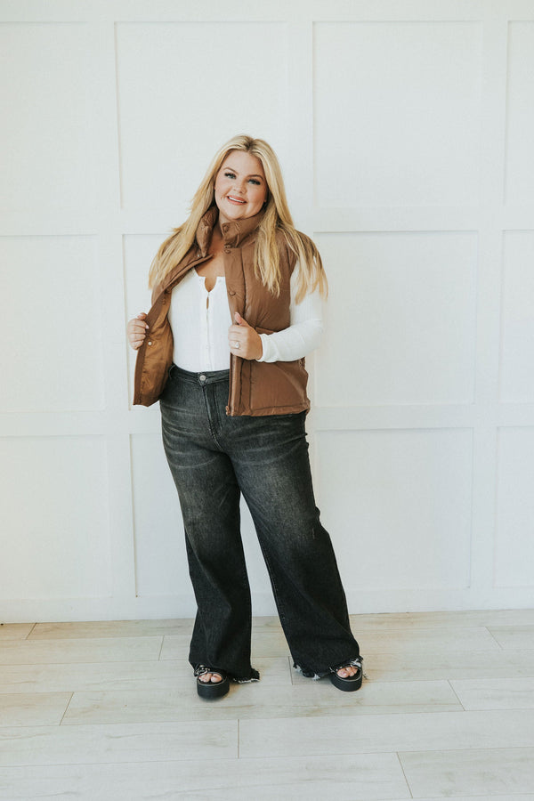 Creating Memories Faux Leather Vest - Camel