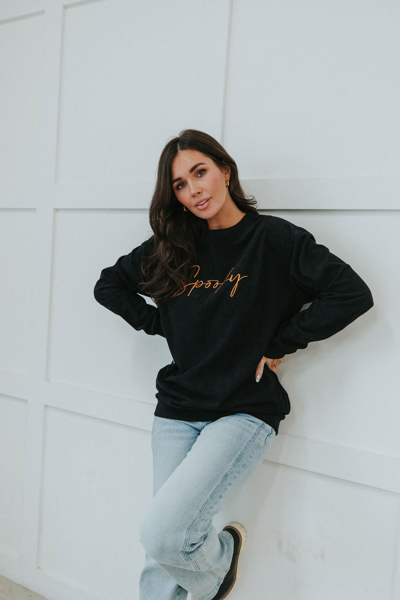 "Spooky" Halloween Corduroy Pullover