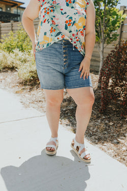 All The Joy Contrast Denim Shorts