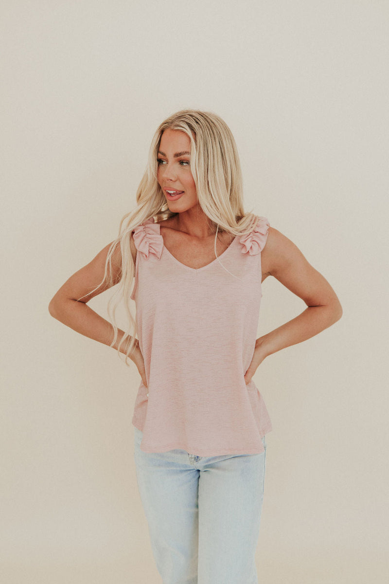 Flirty Feeling Ruffle Sleeve Tank