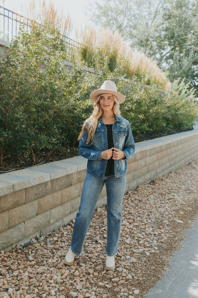 Happy Right Now Distressed Denim Jacket