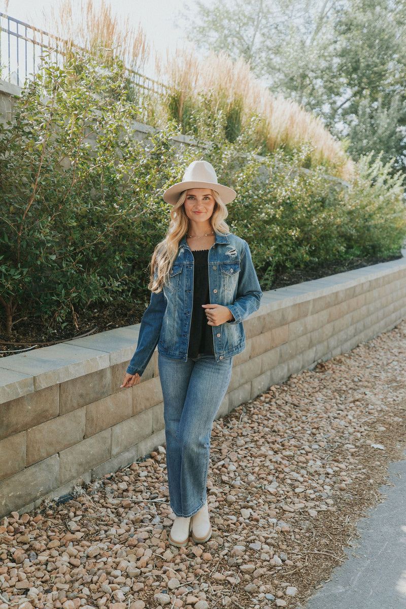 Happy Right Now Distressed Denim Jacket