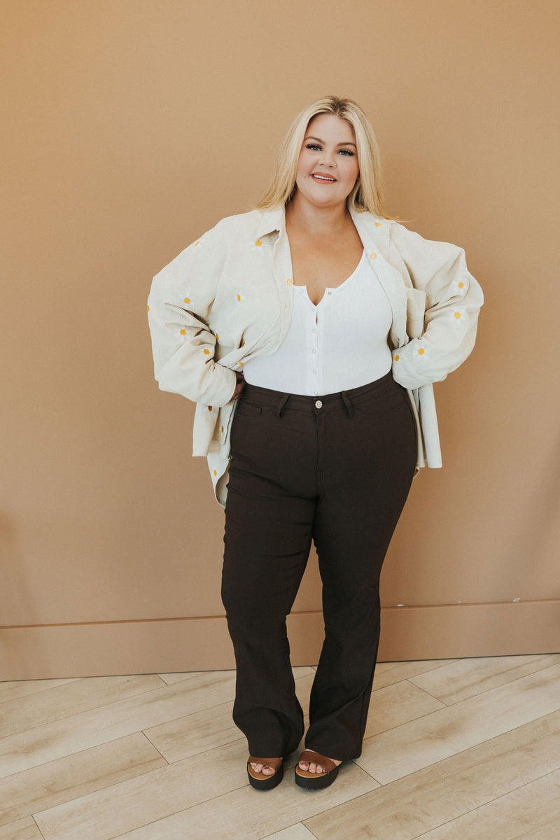 Magic In Your Step Flare Leg Jeans - Brown