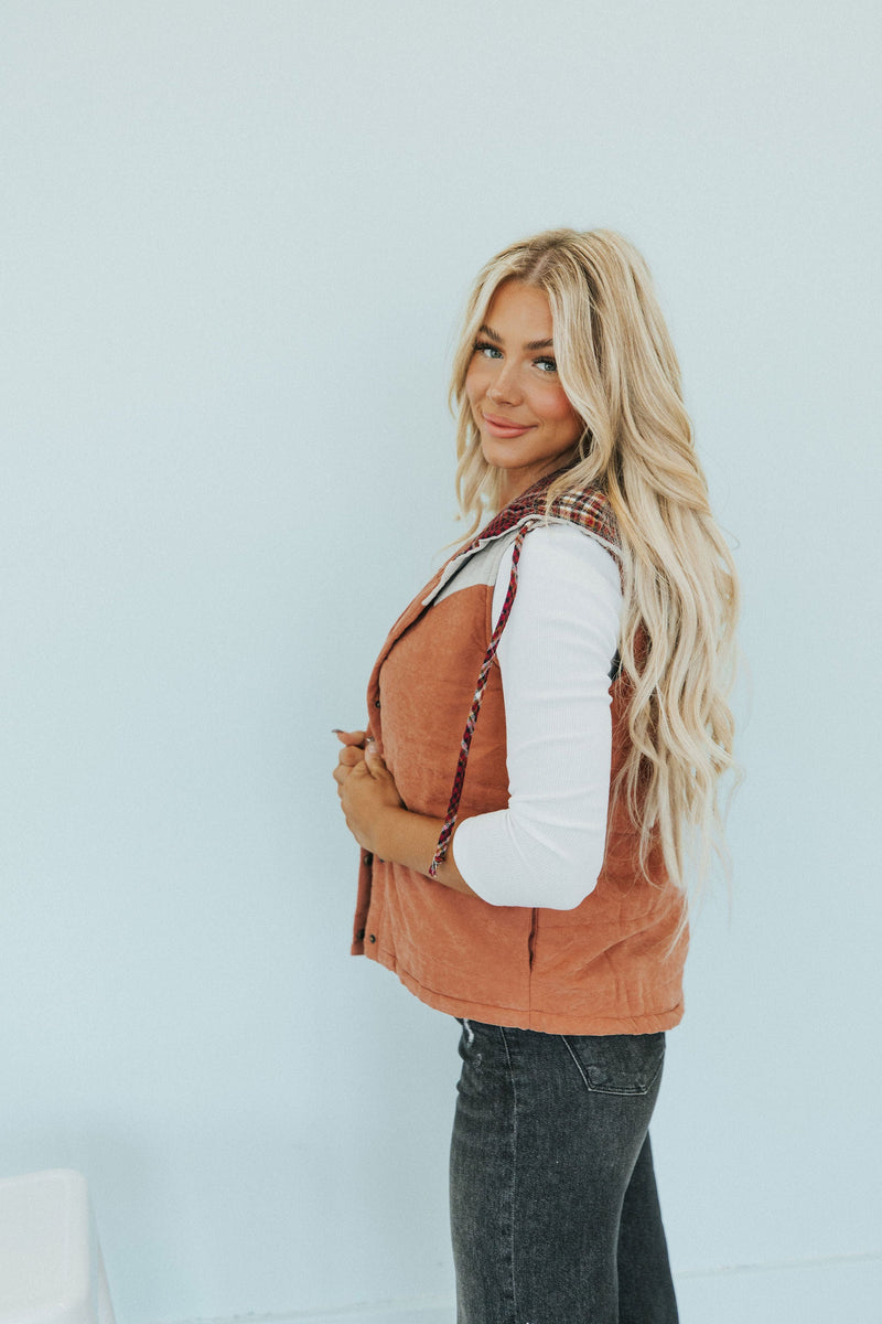 Under The Radar Plaid Hoodie Vest