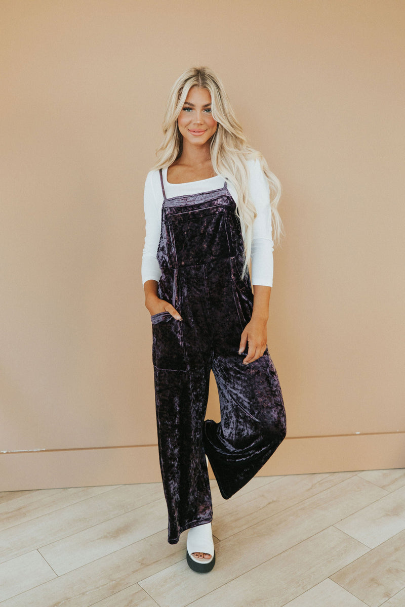All Figured Out Velvet Jumpsuit
