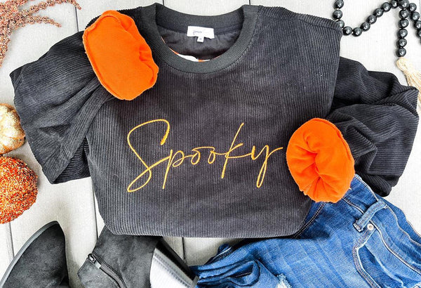 "Spooky" Halloween Corduroy Pullover