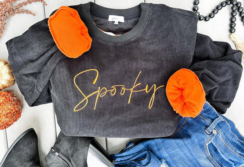 "Spooky" Halloween Corduroy Pullover