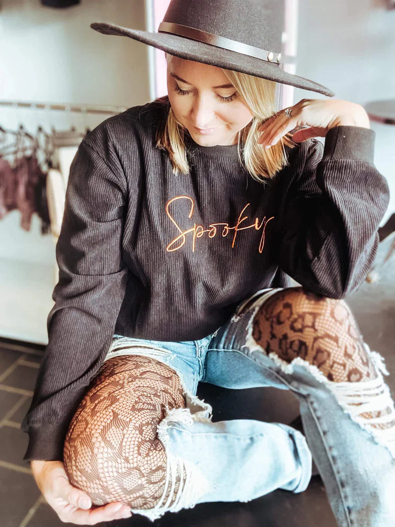"Spooky" Halloween Corduroy Pullover