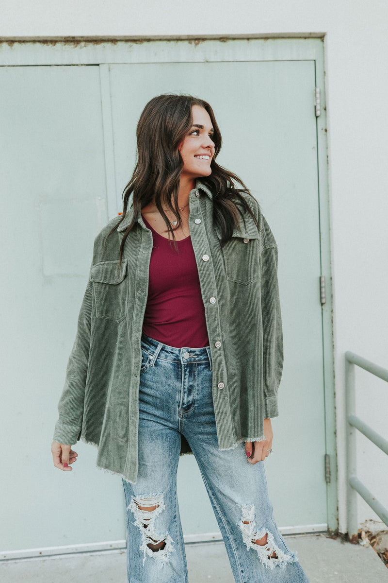 Can't Miss It Corduroy Shacket