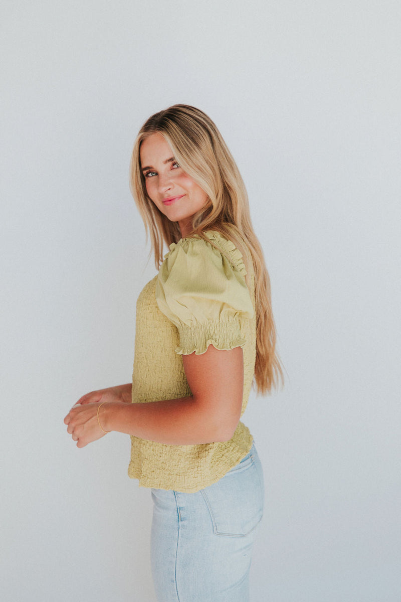 Let's Get Going Puff Sleeve Top