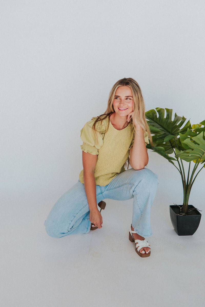 Let's Get Going Puff Sleeve Top