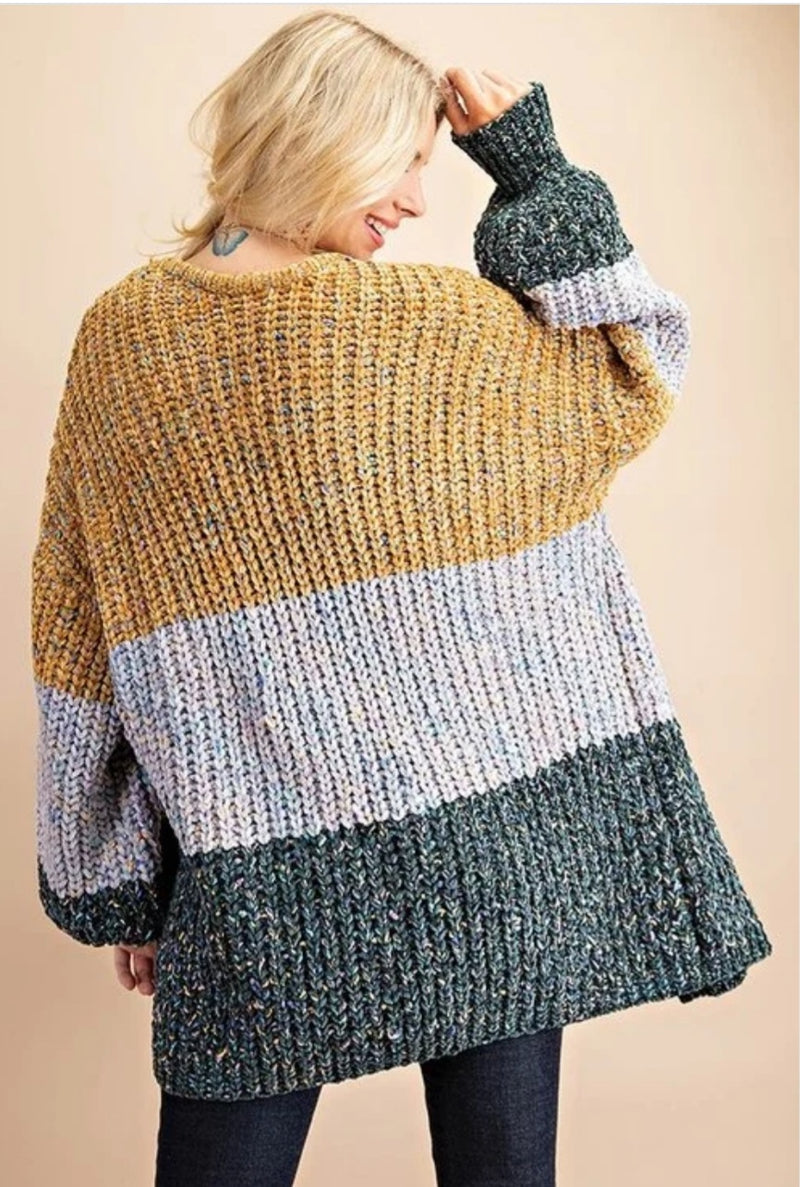 Sunset Color Block Knit Cardigan