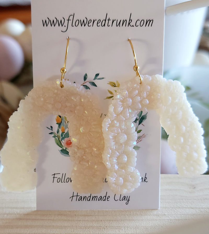 Embossed Flower Arches Clay Earrings