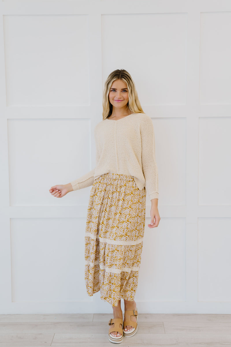 Cover Me In Florals Midi Skirt