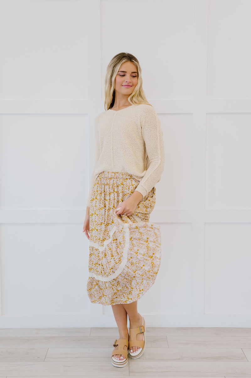 Cover Me In Florals Midi Skirt