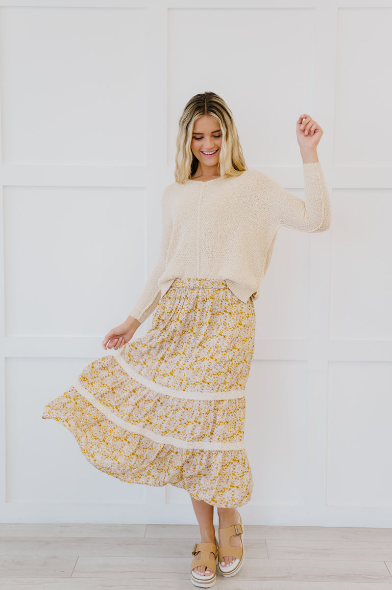 Cover Me In Florals Midi Skirt